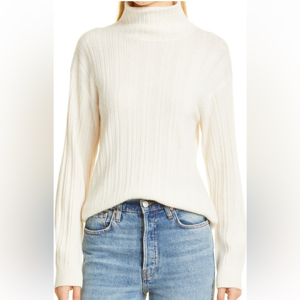 Naadam Mockneck back cutout wool and cashmere sweater